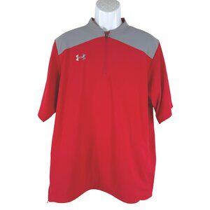 Under Armour Triumph Cage Jacket‎ Medium Red Short Sleeve Baseball Zip TP-3310